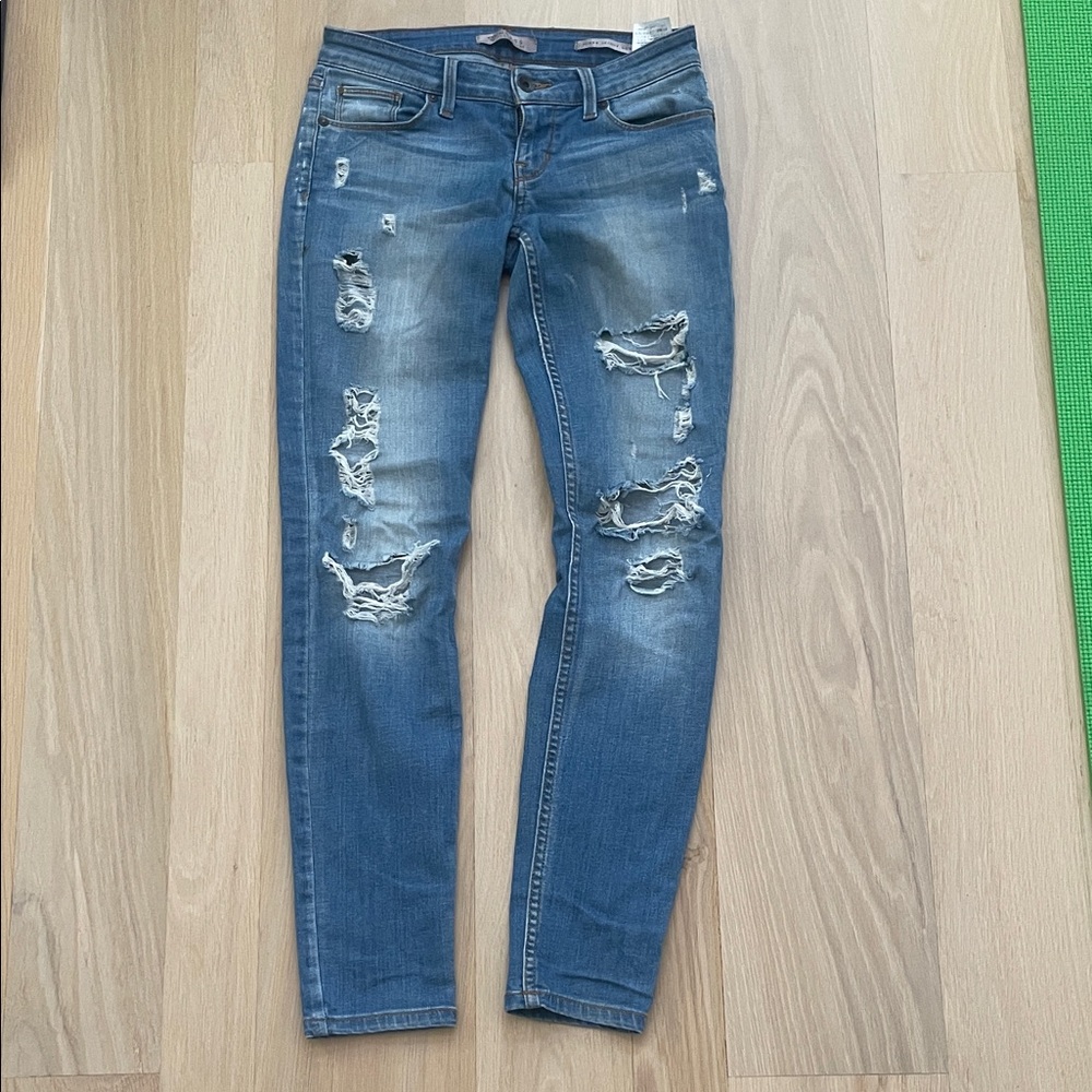 Guess Blue Distressed Skinny Jeans